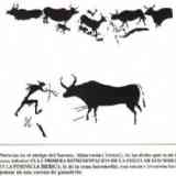 Click para ampliar. Arte Levantino:Cazador y toro; rebaño de bóvidos
